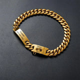 15mm Stainless Steel Cuban Chain Dog Collar Waterproof Adjustable Pet Necklace Custom Lettering ID Card with Dog Name Anti-lost