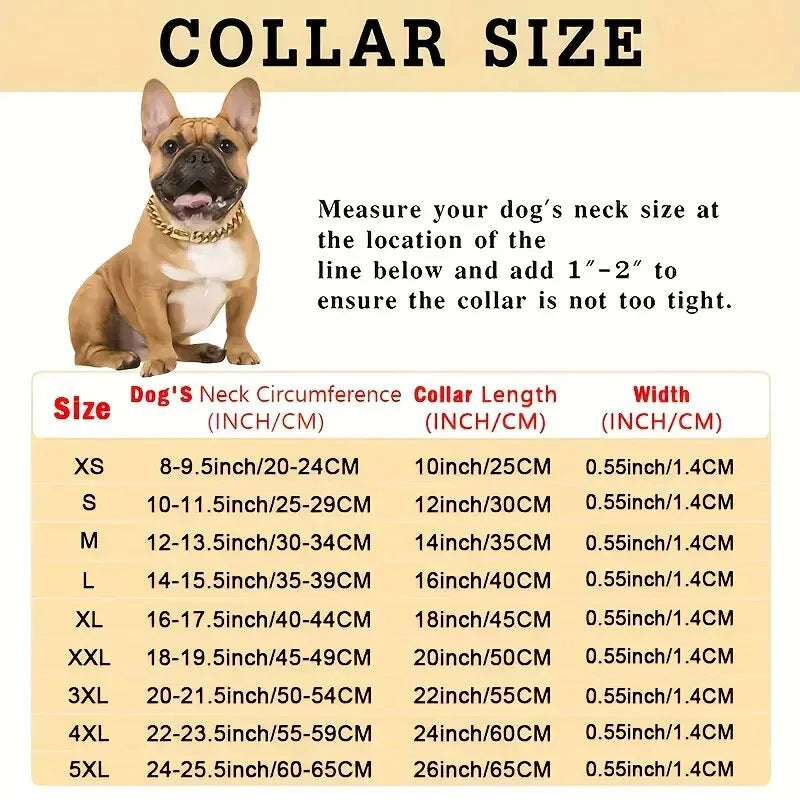 15mm Stainless Steel Cuban Chain Dog Collar Waterproof Adjustable Pet Necklace Custom Lettering ID Card with Dog Name Anti-lost
