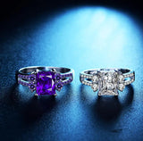 Purple Diamond Ring with Square Zirconia Design