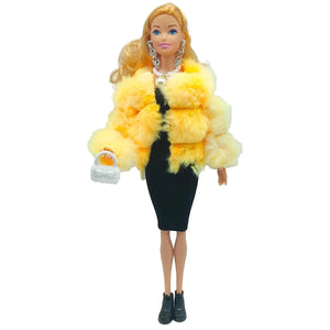 FLFUATT Stylish Fashions Girls Doll Toys The Ultimate Fashionista Doll for Trendy Kids 11.5 Inch Fashion Doll (Yellow)
