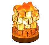 Himalayan Crystal Salt Lamp with Iron Cube Design