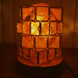 Himalayan Crystal Salt Lamp with Iron Cube Design
