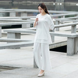 Yoga Clothes Women New Ethnic Style Meditation Clothes Cotton and Linen Loose Two-piece Suit Traditional Clothing for Women