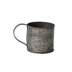 Vintage English Print Iron Flower Bucket with Handle