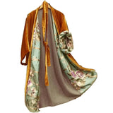 Korean Velvet Large Size Digital Flower Print Dress with Long Sash Sleepwear One Shoulder Polyester Fiber Mini Midi Dress