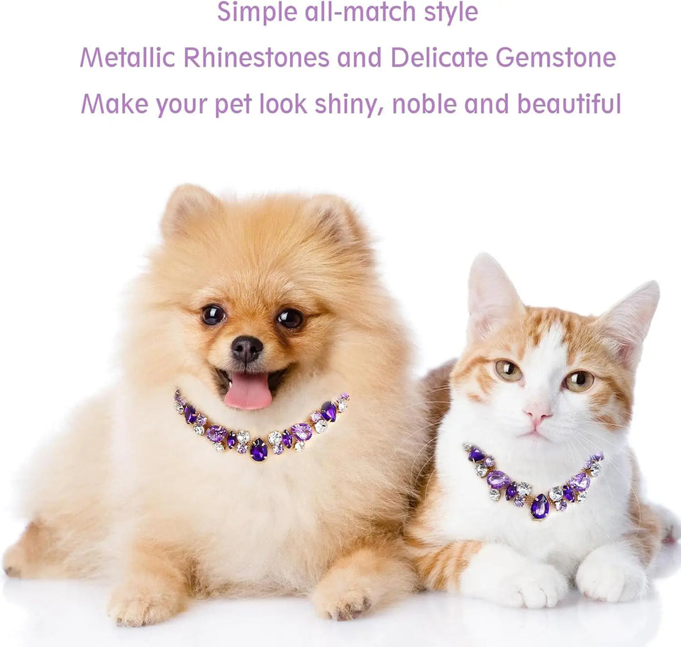 Luxury Gemstone Dog Cat Collar Gold Chain Necklace Fashion Pet Jewelry Accessories Puppy Diamond Collar for Small Medium Dogs