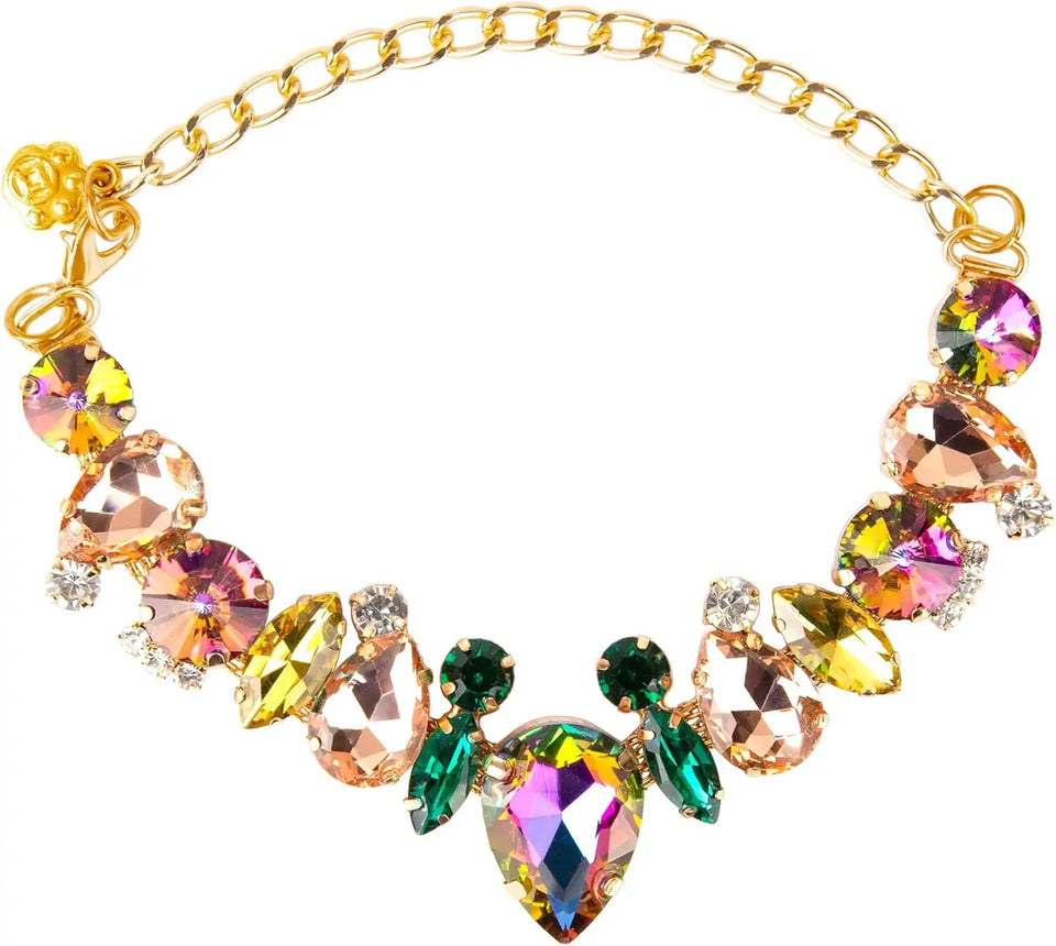 Luxury Gemstone Dog Cat Collar Gold Chain Necklace Fashion Pet Jewelry Accessories Puppy Diamond Collar for Small Medium Dogs