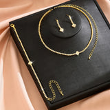 Women's Jewelry Set zircon Copper Alloy Chain Necklace Earrings Bracelet Casual Accessories for Weddings Parties Holidays