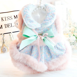 Autumn Winter Dog Cat Princess Dress Sweet Bowknot Cat Dog Skirt Clothes Tutu Dress for Dogs Puppy Teddy Chihuahua