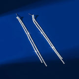 TREAZY Simple Shiny Crystal Tassels Long Drop Earrings Ladies Wedding Party Rhinestones Hanging Dangle Earring for Women Brincos