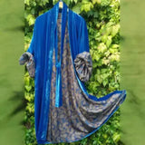 Korean Velvet Large Size Digital Flower Print Dress with Long Sash Sleepwear One Shoulder Polyester Fiber Mini Midi Dress