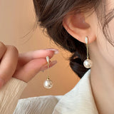 Light Luxury High-end Small Tassel Pearl Earrings 2024 New Jewelry Round Face Suitable Ear Accessories For Womens and Girls Gift