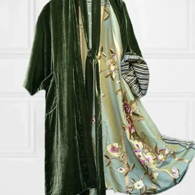 Korean Velvet Large Size Digital Flower Print Dress with Long Sash Sleepwear One Shoulder Polyester Fiber Mini Midi Dress