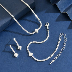 Women's Jewelry Set zircon Copper Alloy Chain Necklace Earrings Bracelet Casual Accessories for Weddings Parties Holidays