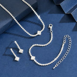 Women's Jewelry Set zircon Copper Alloy Chain Necklace Earrings Bracelet Casual Accessories for Weddings Parties Holidays