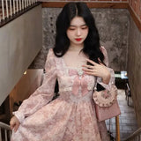 Gentle French Style Sweet Long Sleeve Dress Women's Four-way Stretch Inner Cloth Autumn New Arrival Fairy Tale System Dress