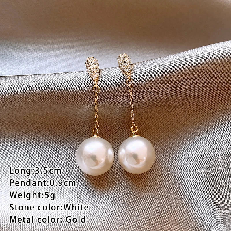 Light Luxury High-end Small Tassel Pearl Earrings 2024 New Jewelry Round Face Suitable Ear Accessories For Womens and Girls Gift