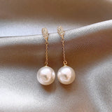 Light Luxury High-end Small Tassel Pearl Earrings 2024 New Jewelry Round Face Suitable Ear Accessories For Womens and Girls Gift