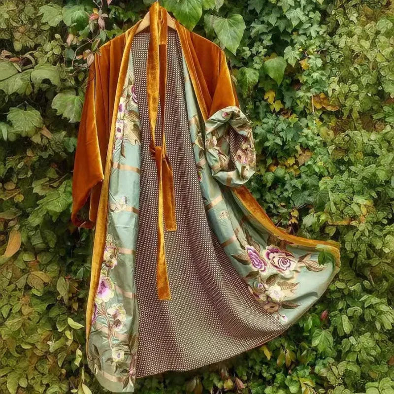 Korean Velvet Large Size Digital Flower Print Dress with Long Sash Sleepwear One Shoulder Polyester Fiber Mini Midi Dress