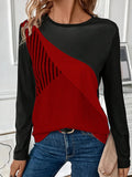 Color Block Stripe 3d Print Long SleeveT-Shirt Women's Clothing Long Sleeve T-shirt Fashion Casual Oversized Tops Tees Female