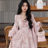 Gentle French Style Sweet Long Sleeve Dress Women's Four-way Stretch Inner Cloth Autumn New Arrival Fairy Tale System Dress