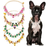 Luxury Gemstone Dog Cat Collar Gold Chain Necklace Fashion Pet Jewelry Accessories Puppy Diamond Collar for Small Medium Dogs
