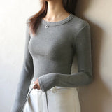 Autumn Winter Modal T-shirt Women's O-neck Fashion Korean Long Sleeve Bottoming Shirts Solid High Strecth Slim Fit Undershirt