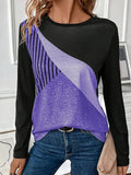 Color Block Stripe 3d Print Long SleeveT-Shirt Women's Clothing Long Sleeve T-shirt Fashion Casual Oversized Tops Tees Female