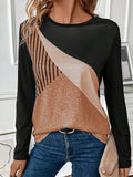 Color Block Stripe 3d Print Long SleeveT-Shirt Women's Clothing Long Sleeve T-shirt Fashion Casual Oversized Tops Tees Female