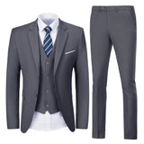 Men Suits Slim Fit 3 Piece Suit Set Dark Grey Suits for Men Solid Suit Jacket Vest Pants Business Prom Suit Tuxedos S